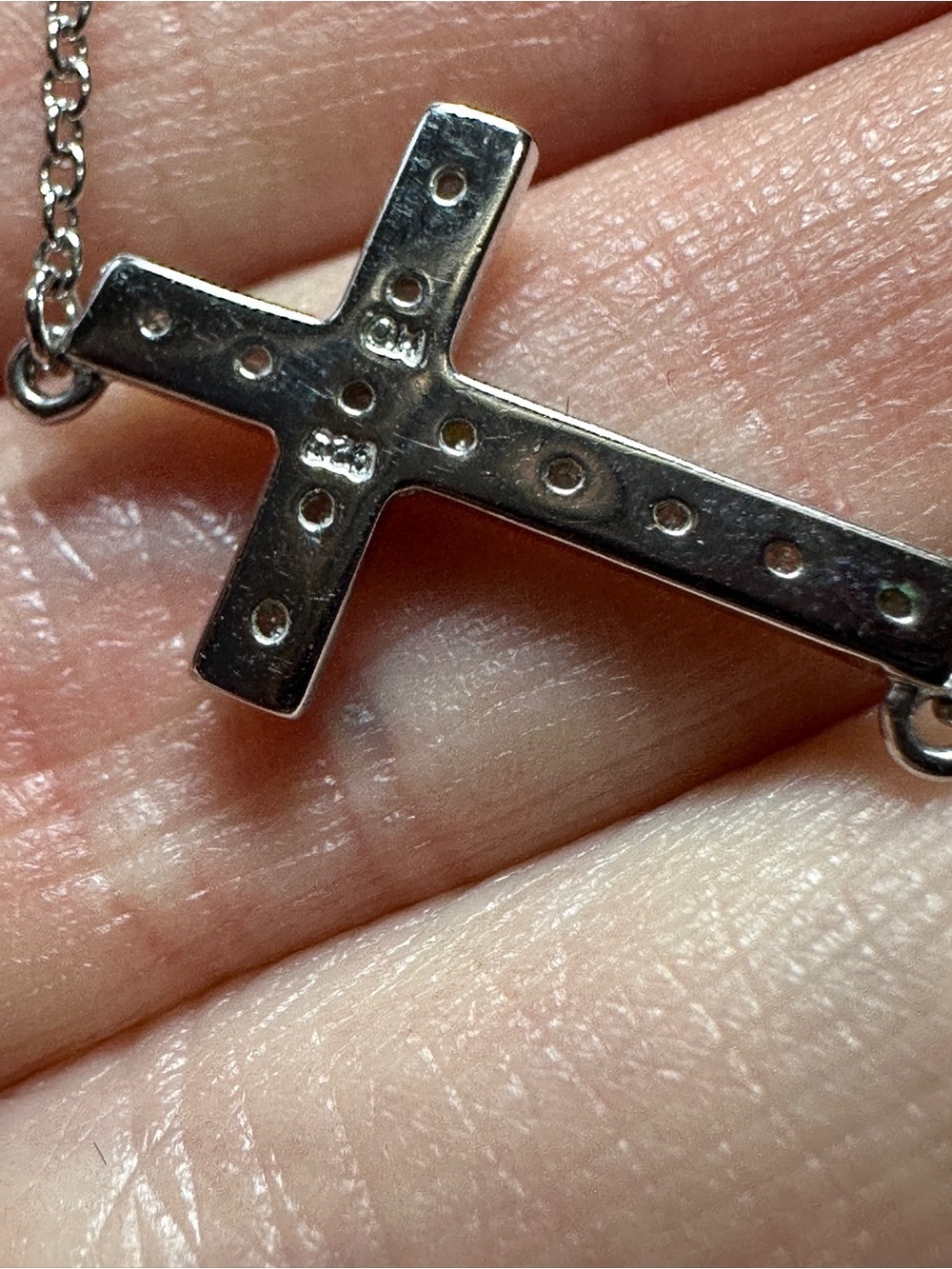 Silver .925 Crystal Cross Pendant Necklace Dainty & Delicate - Picture 4 of 6